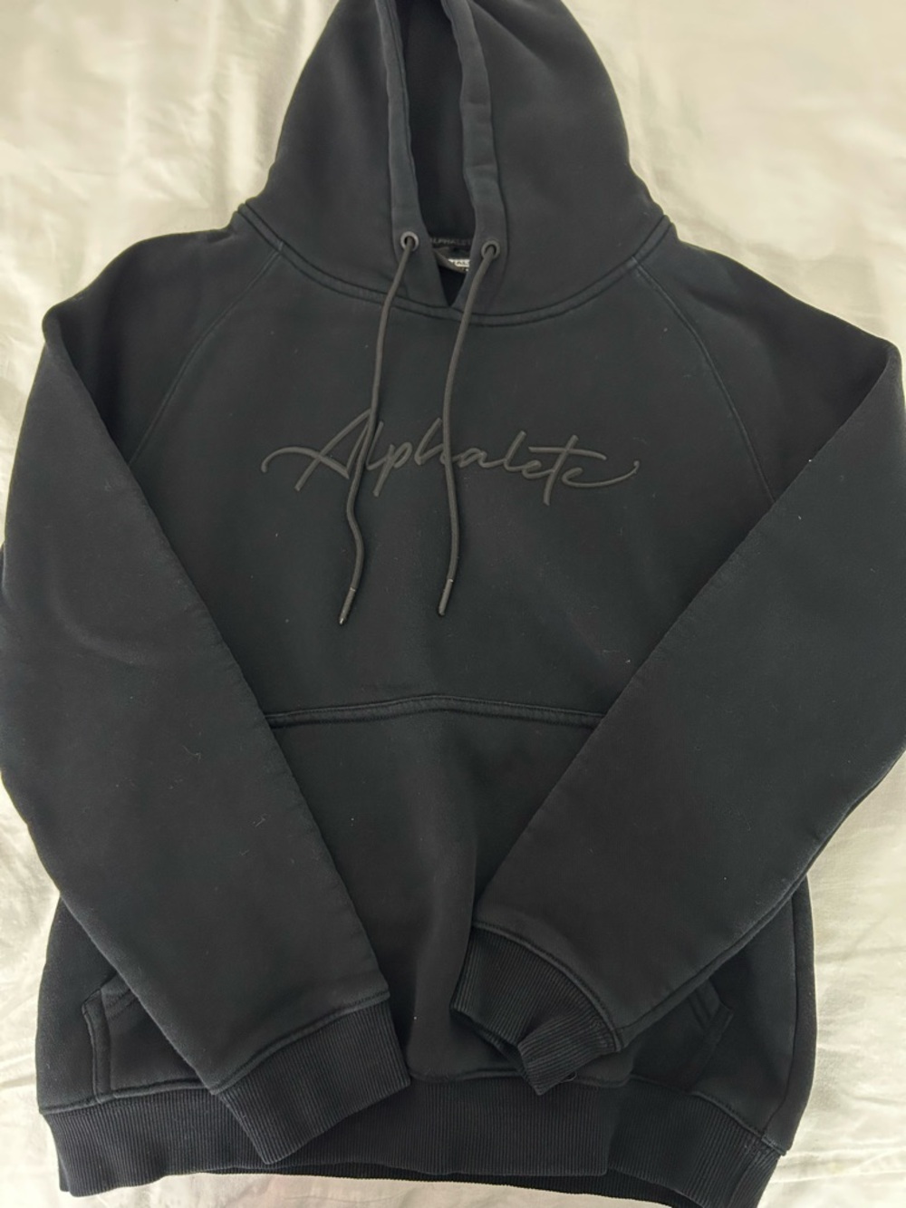 Alphalete Black Hooded Pullover with Script Tag